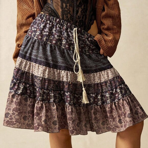 Multicolor Casual Women's Floral Ruffled Skirt - Picture 8 of 8